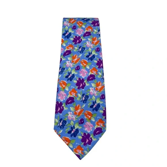 Lauren Ralph Lauren Silk Tie OS Blue Pink Multi - Picture 7 of 13